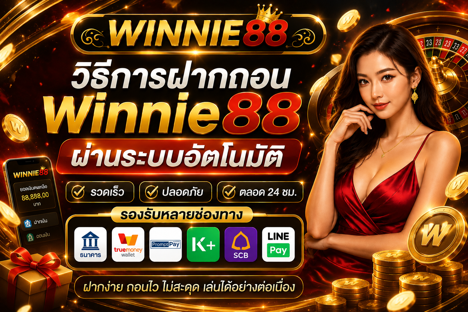 วิธีการฝากถอน winnie88 ผ่านระบบอัตโนมัติ รวดเร็ว รองรับหลายช่องทาง